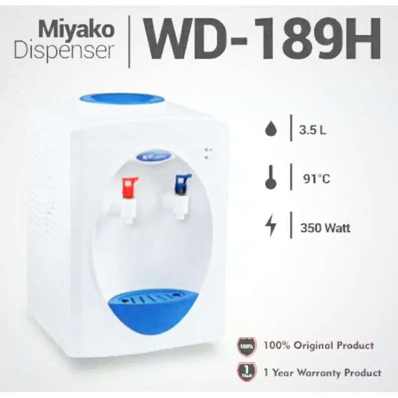 Miyako Dispenser WD-189H / Dispenser Air Galon Panas & Normal Miyako WD 189 H / Wd189h