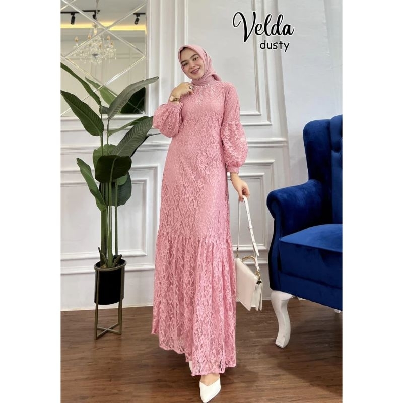 VELDA DRESS GAMIS PESTA KONDANGAN LEBARAN LAMARAN NIKAHAN BRIDESMAIDS GAMIS SERAGAMAN KELUARGA TUNAN