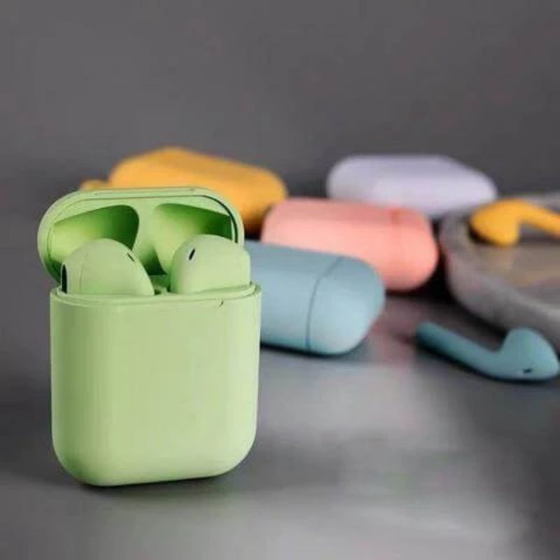 Headset Bluetooth i12 Macaron Handsfree Bluetooth Wireless i12 Macaron