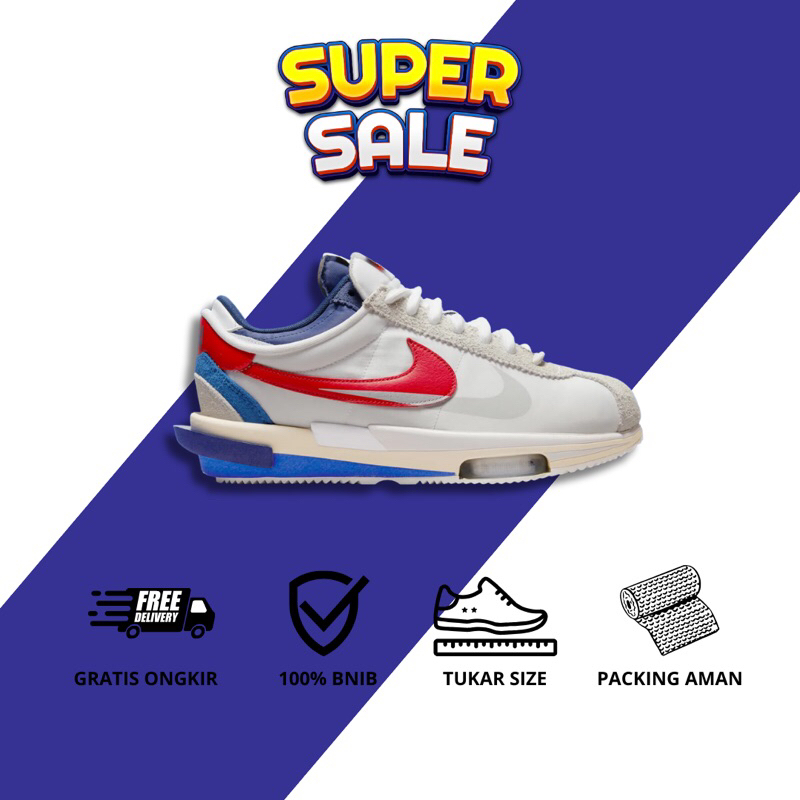 Sneakers Nike Cortez x Sacai 4.0 White Varsity Royal 100% BNIB