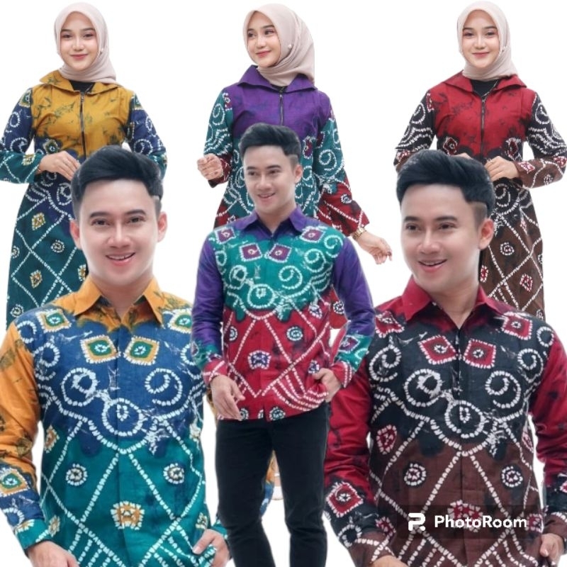 Couple Sasirangan Batik Tunik Couple Modern Set Pakaian Couple Kemeja Batik Pria Premium Baju Batik 