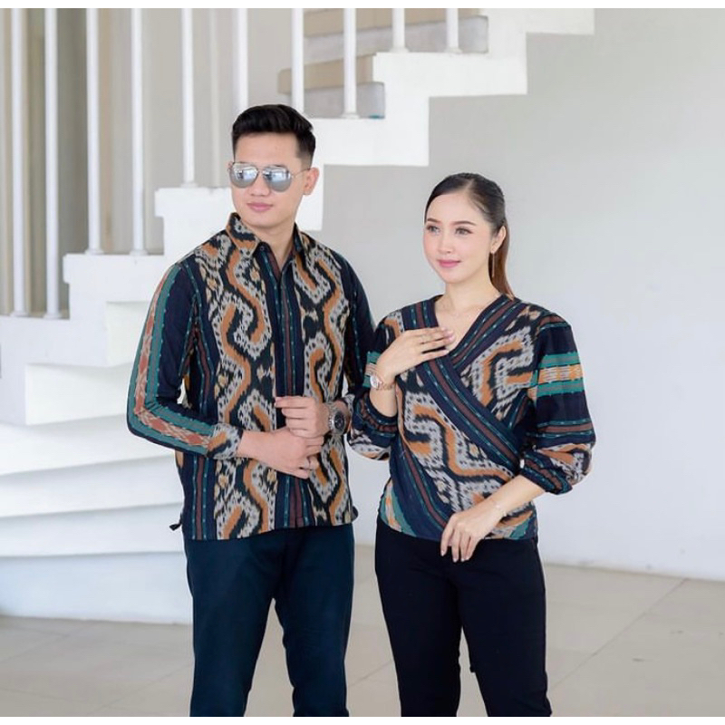 Batik Couple Tenun Blangket / Blouse wanita batik tenun / Kemeja pria batik tenun