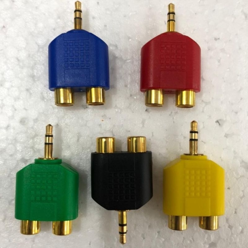 RCA To Aux Converter Jack RCA To Jack AUX 3.5mm Stereo 2in1 Gold Kuningan