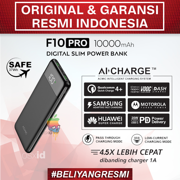 Powerbank ACMIC F10Pro / F20PRO 20000mAh AiCharge Digital Power Bank (QC4 + PD + VOOC)
