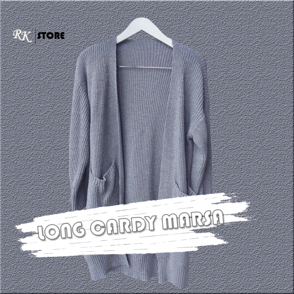 Sweater Rajut Cardigan Outer Panjang Jumbo Wanita Saku Samping