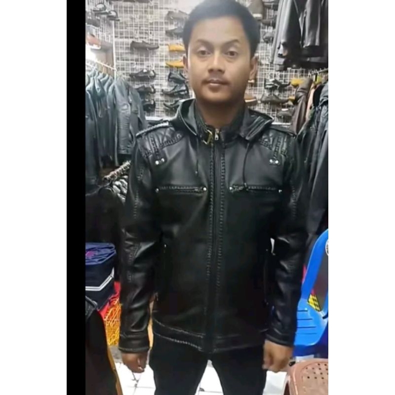 jaket kulit sulam pria asli domba garut model kupluk terbaru