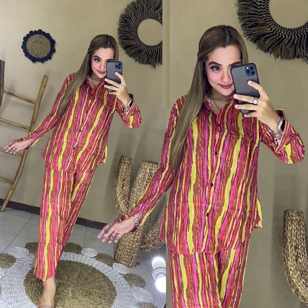 BAJU ONE WAN ON SET DAILY OOTD PAJAMAS PIYAMA MOTIF SALUR PAKAIAN TIDUR CELANA SETELAN SETCEL TIE DYE 1 SATU KEMEJA BAHAN VISCOSE