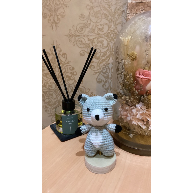 Gantungan wolf serigala keychain crochet Amigurumi Keychain/Knitted Keychain