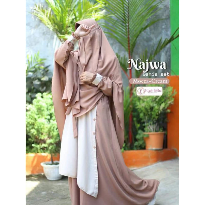 Gamis set Najwa, Gamis dewasa terbaru , hias layer