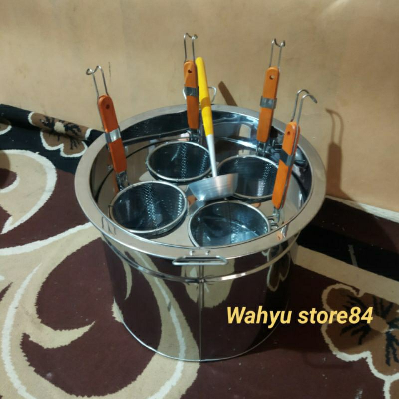 PANCI MIE AYAM STAINLESS/DANDANG MIE KOCOK/BULENG 4 LUBANG/dandang mie ayam bulat
