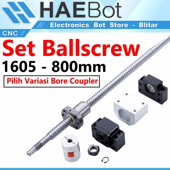 BAYAR DITEMPAT ✅ [HAEBOT] Set Ballscrew Ball Screw SFU1605 SFU 1605 900mm BKBF CNC Router Plasma Sli