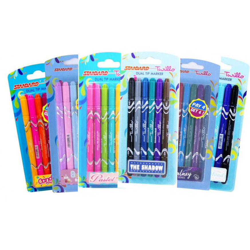

☄️New event✨ STANDARD TWILLO BLISTER DUAL TIP MARKER SET 6 MIX COLOR
