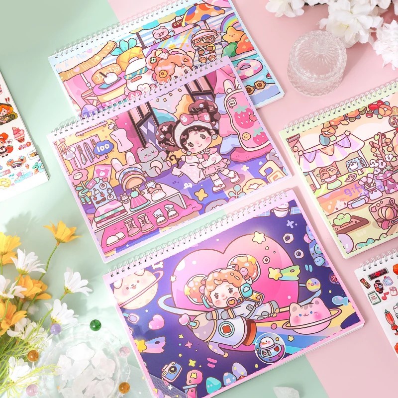 

Kids Sticker Book Static Activity Removable Girls Children Cartoon Printing for Kids Holiday Decoration PVC Sticker