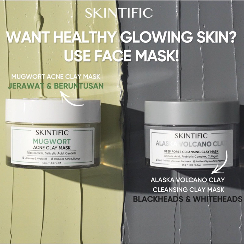 ‼️READY‼️SKINTIFIC Alaska Volcano claymask jar 55gr (masker komedo, masker mengurangi minyak berlebi