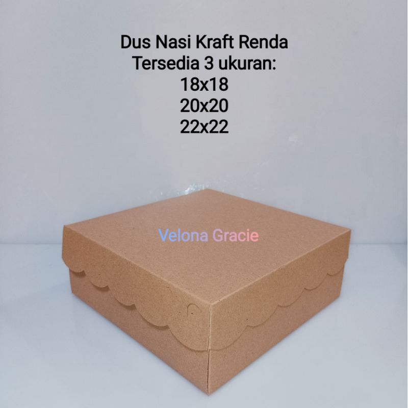 

Dus Nasi Kraft 20x20 Renda per 50 pcs Kotak Catering non laminasi