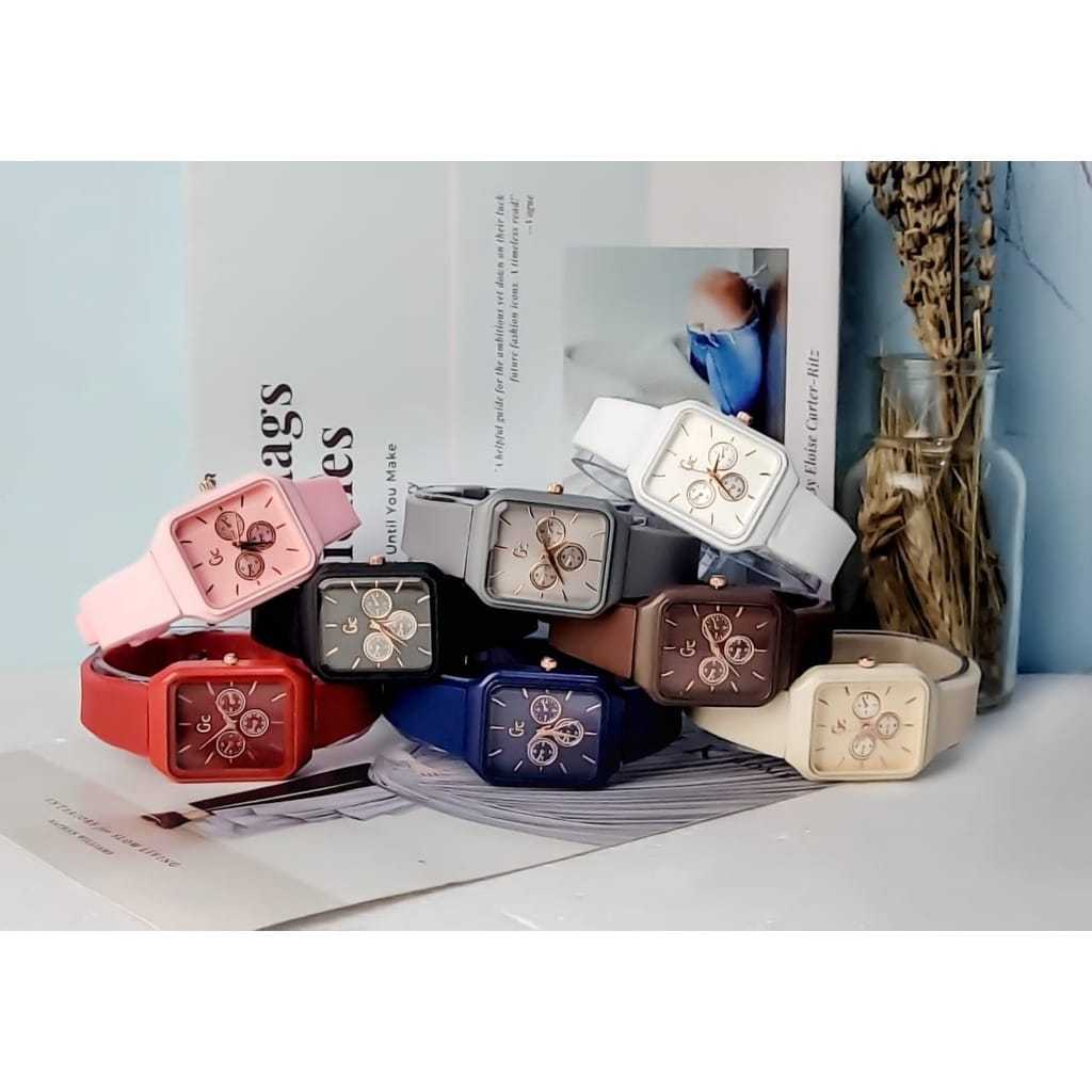 ( BISA COD ) JAM TANGAN WANITA GC TALI RUBBER CHRONO VARIASI ANTI AIR