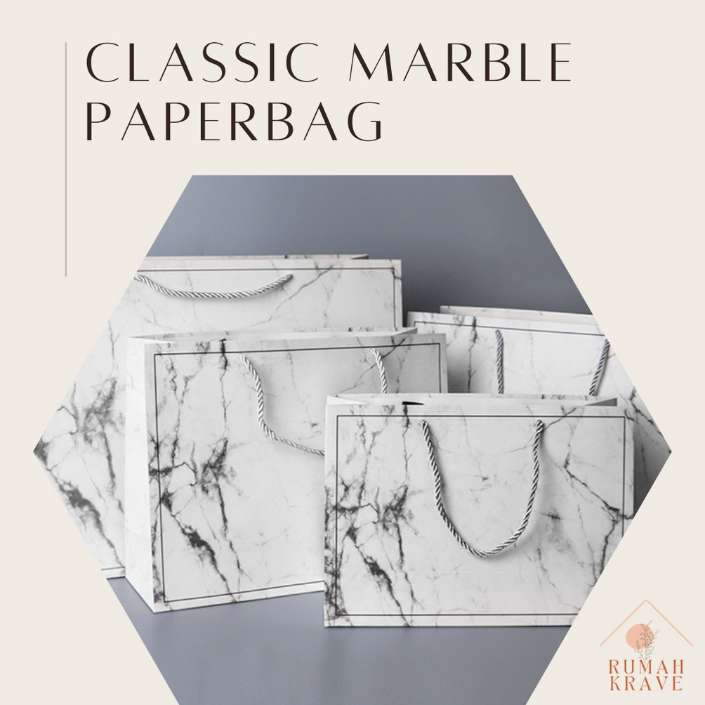 

Terlaris RUMAH KRAVE - Classic Marble Paperbag Tebal Marmer Polos Tas Kado