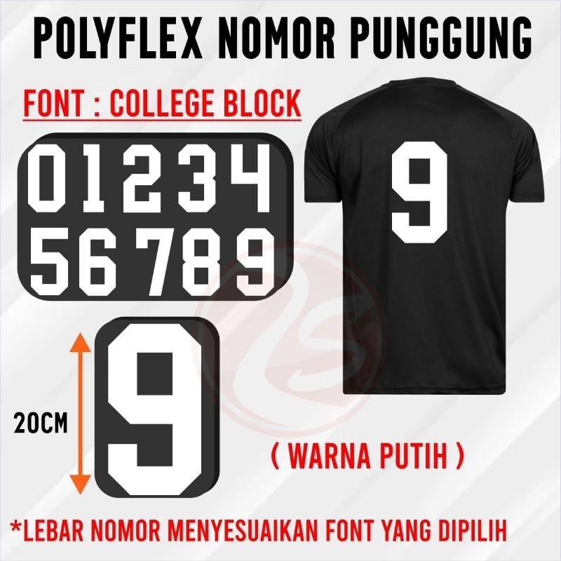 

Nomor punggung jersey bola stiker baju angka satuan nomor punggung angka putih