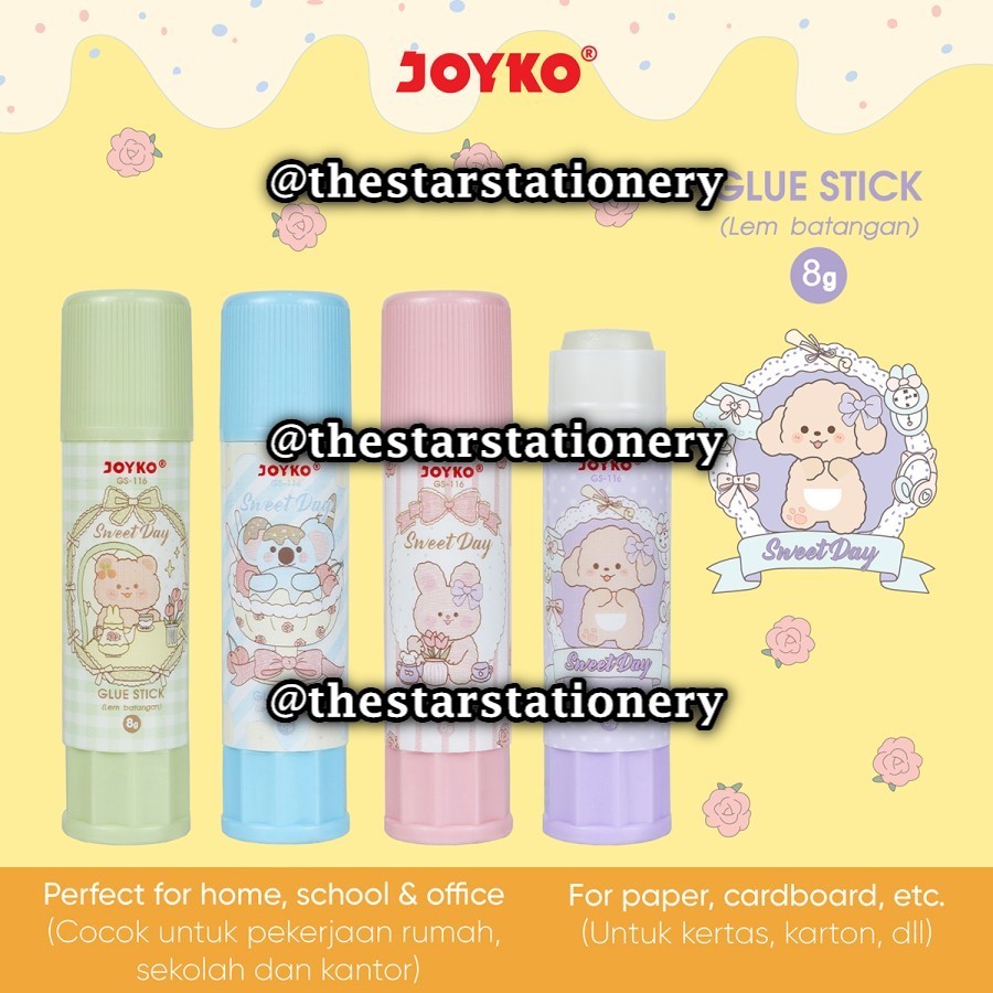 

(1 Biji) GROSIR Glue Stick Joyko GS-116 8 Gr Fancy Pastel / Lem Kertas Batang Joyko GS116 / Joyko GS 116