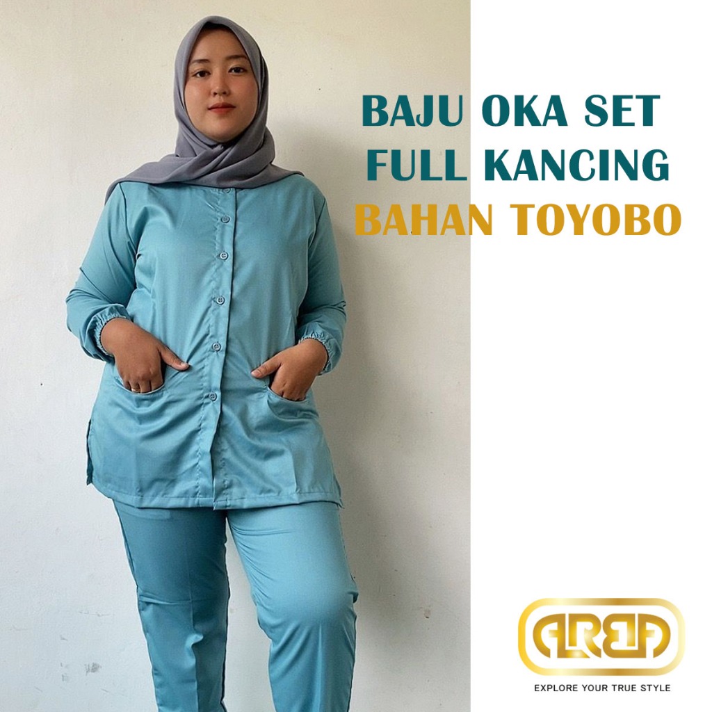 Baju seragam oka full kancing slim fit bahan toyobo