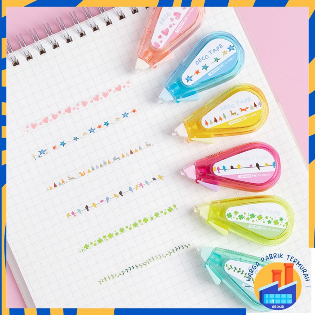 

HPT Deco Tape Stempel Roller Stamp TG-D866 5mm X 5m Portable DIY Untuk Scrapbook Correction Tape Mini Motif Love Burung Daun Higlighter Pattern Correction Tape For DIY Decorative Scrapbook Journal