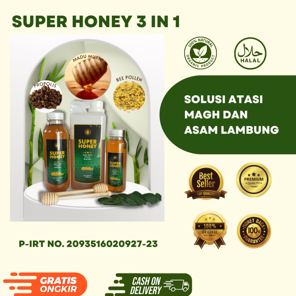 

Madu Super Honey 3in1 1000 gr ASLI bergaransi Madu propolis Madu magh Madu lansia Madu Murni