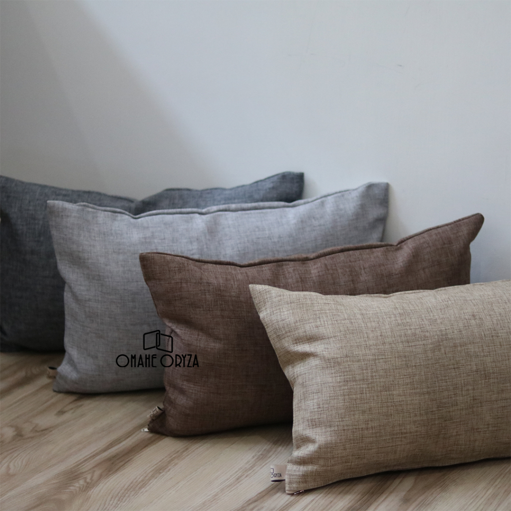 Sarung Bantal Sofa Polos 30x50 Sarban Kursi Motif Minimalis Warna Coklat Brown Abu Grey Cushion Cove