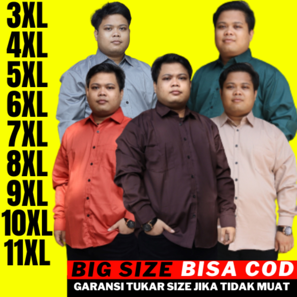 kemeja pria jumbo lengan panjang polos kemeja polos oversize kemeja putih pria lengan panjang jumbo 