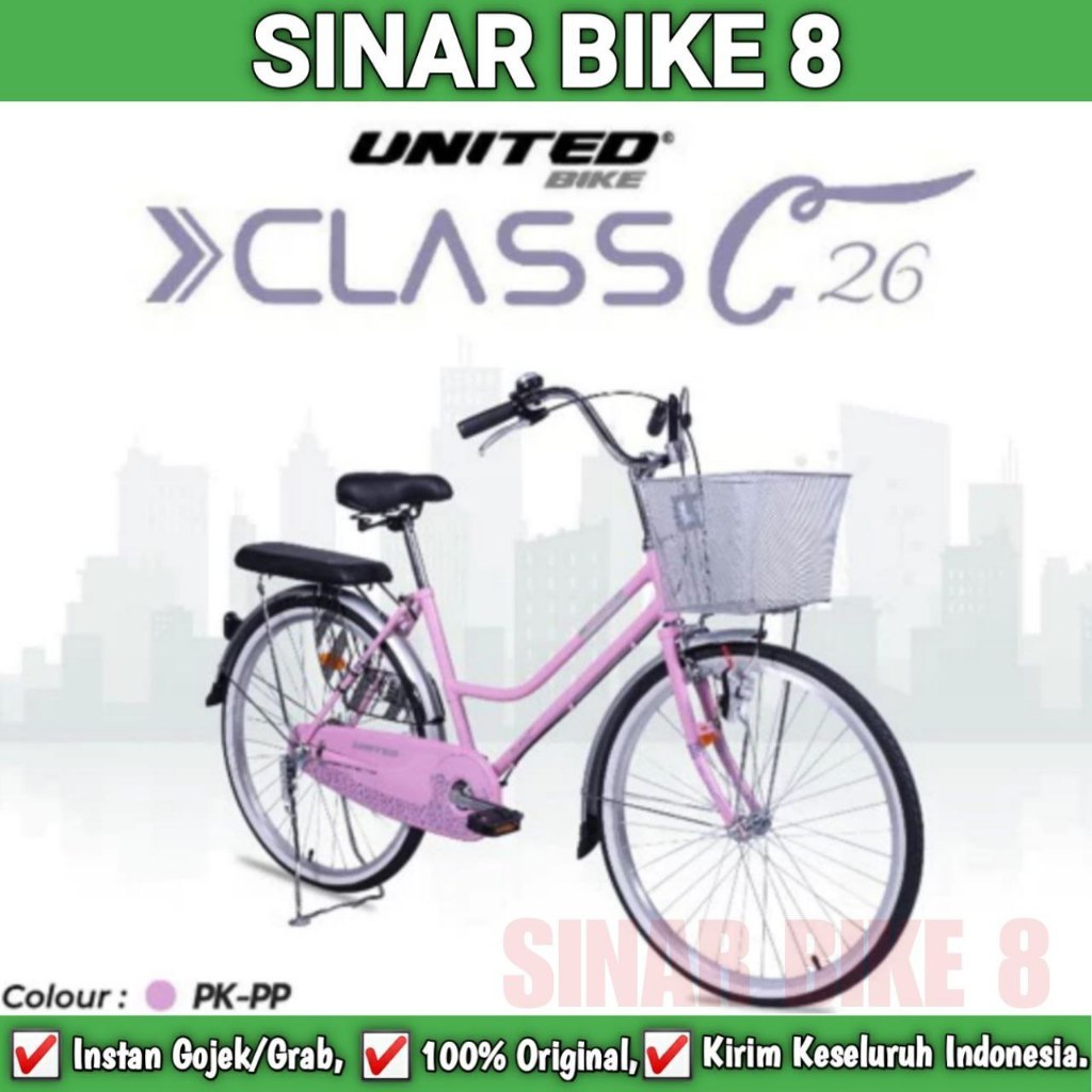Sepeda Keranjang Dewasa UNITED CLASS C Ukuran 26 Inch City Bike Keranjang Besi