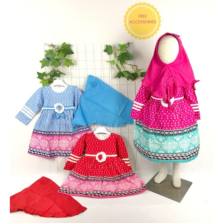 2938 Gamis Bayi Hijab Nikita Motif Batik Pita Renda