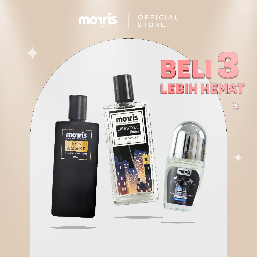 [BELI 3 LEBIH HEMAT] MorrisMen Paket Cool [Lifestyle Metropolis+Black Amber+Roll On Batman]