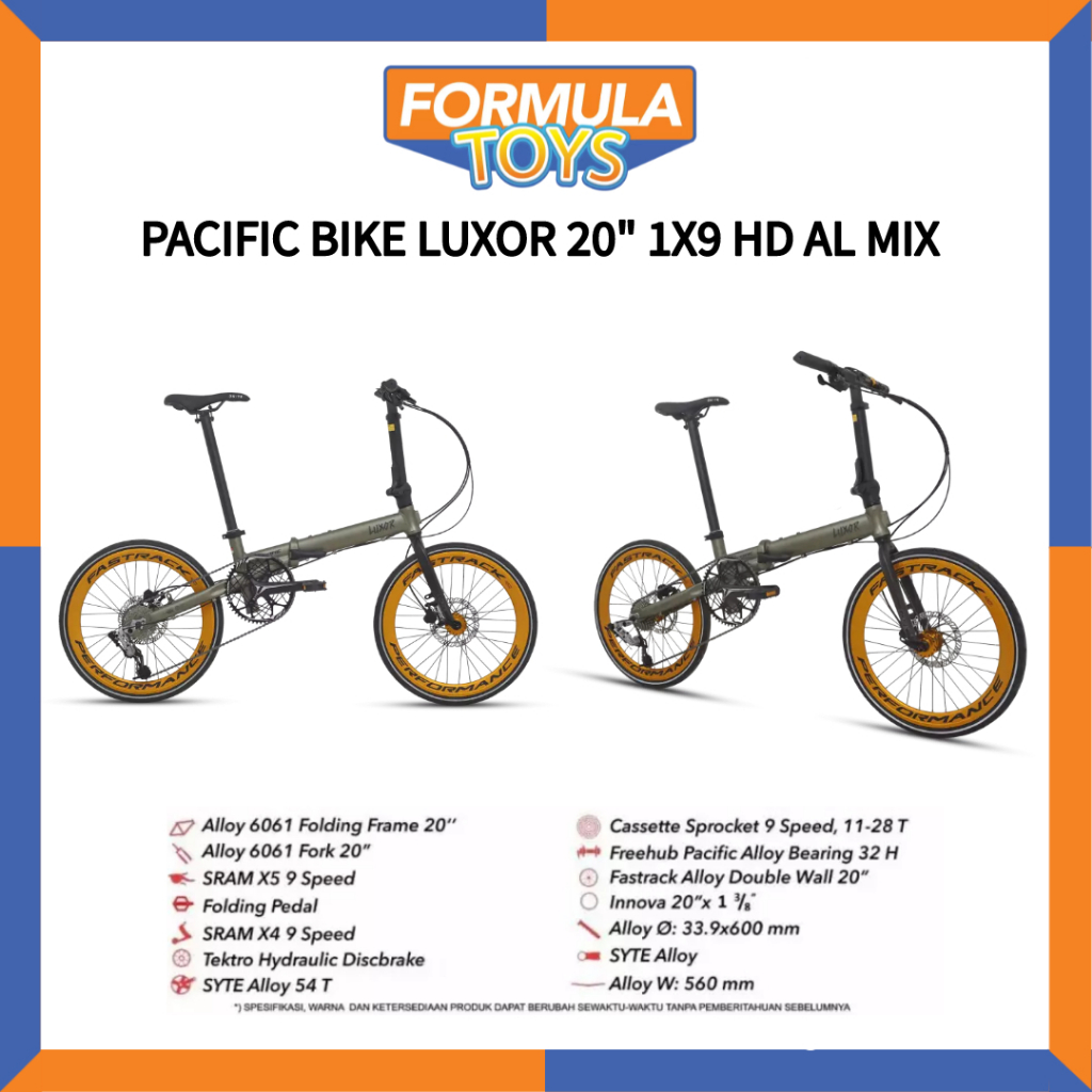 SEPEDA LIPAT PACIFIC BIKE LUXOR 20" 1X9 HD AL MIX