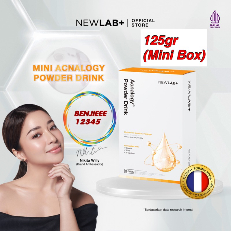 Newlab Acnalogy Powder drink MINI 125gr Mini Box Newlab+ New Lab minum jerawat minuman antioksidan kecantikan wajah drink HALAL 125 gr NEWLAB NEWLAB+ travel pack