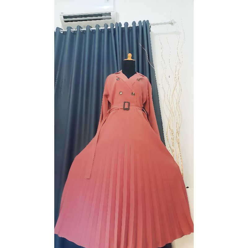 [Dilae] Alfina Dress / gamis anggun / Gamis wanita / Dress Wanita elegan mewah Peach