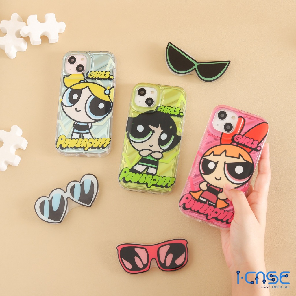 Softcase Girls Powers + Pop Socket Fullcover for iPhone X XS XR XSMAX 11 12 13 14 15 Plus Pro Max