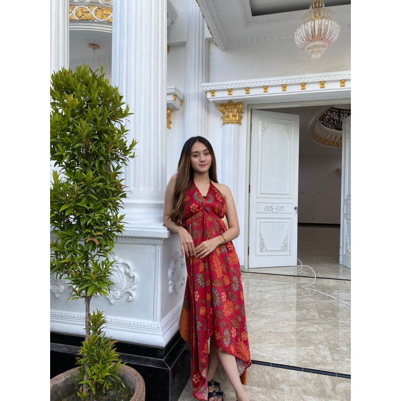 dress piramid panjang kain satin bali