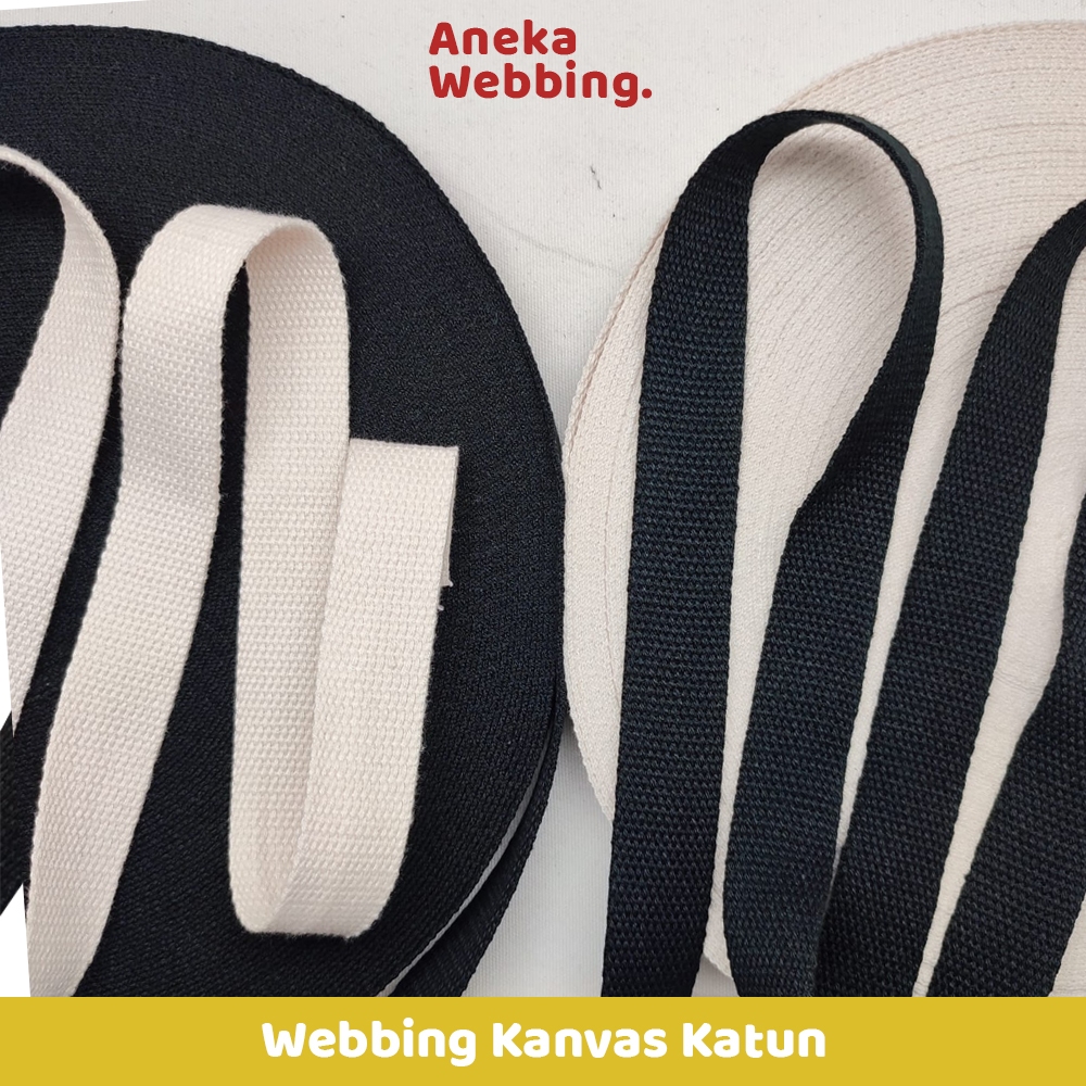 Webbing Kanvas Katun Roll Lebar 2,5cm Tebal 1,7mm untuk Tali Tas, Sandal, dan Kerajinan Tangan