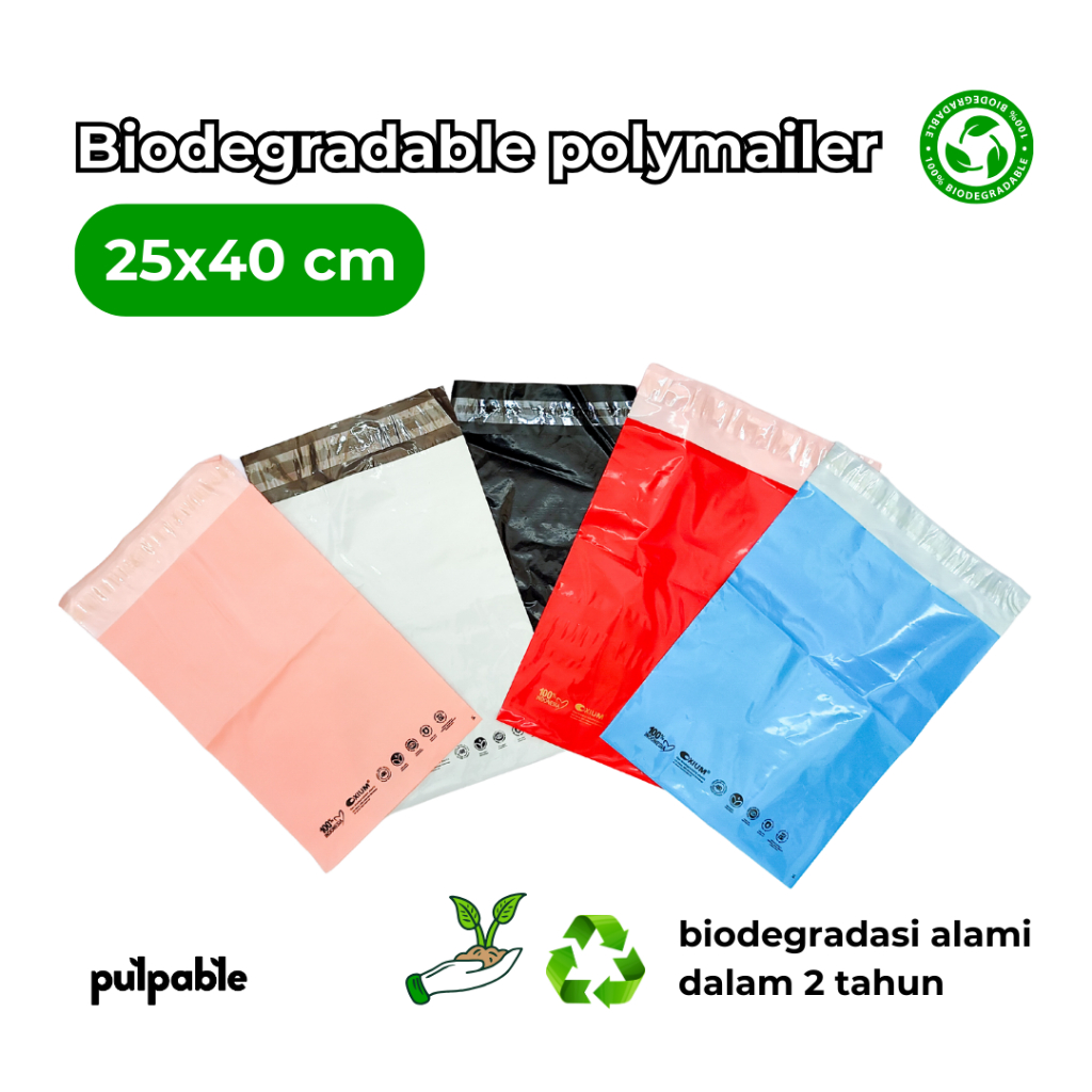 

Biodegradable eco friendly polymailer 25x40 cm - Mailer ramah lingkungan 50 pcs grosir harga termurah