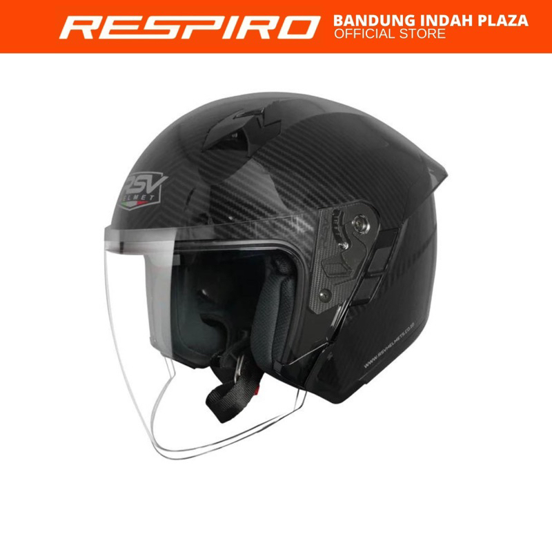 HELM RSV SV300 CARBON GLOSSY DOUBLE VISOR - RESPIRO HELMET HALF FACE