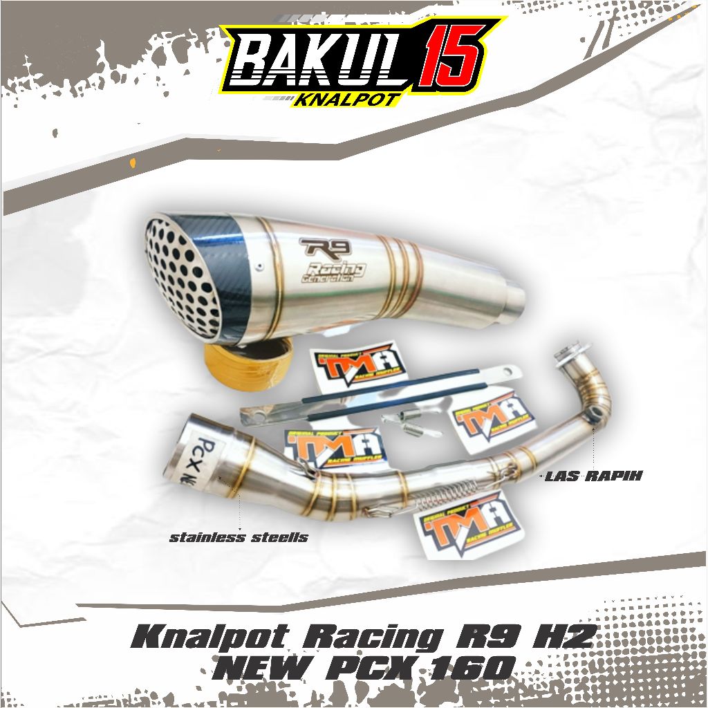 Knalpot Racing R9 H2 NEW PCX 160 Full Stainless