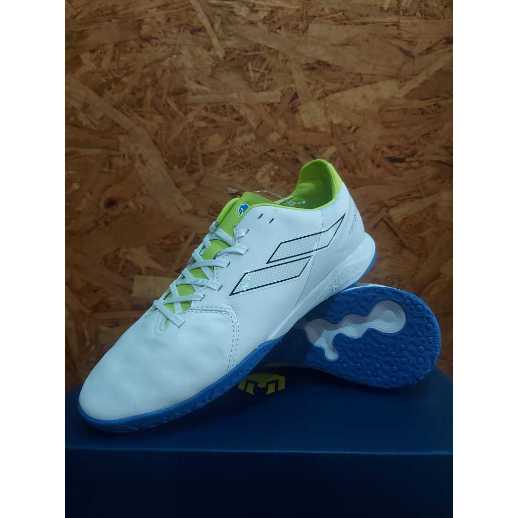 Sepatu Futsal Mills T-riton Sabre in White/Neon/Blue
