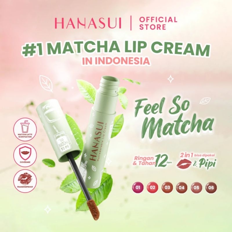 Hanasui Mattedoreble Lipcream Matcha Latte Edition/lipstik/pewarna bibir/lipcream