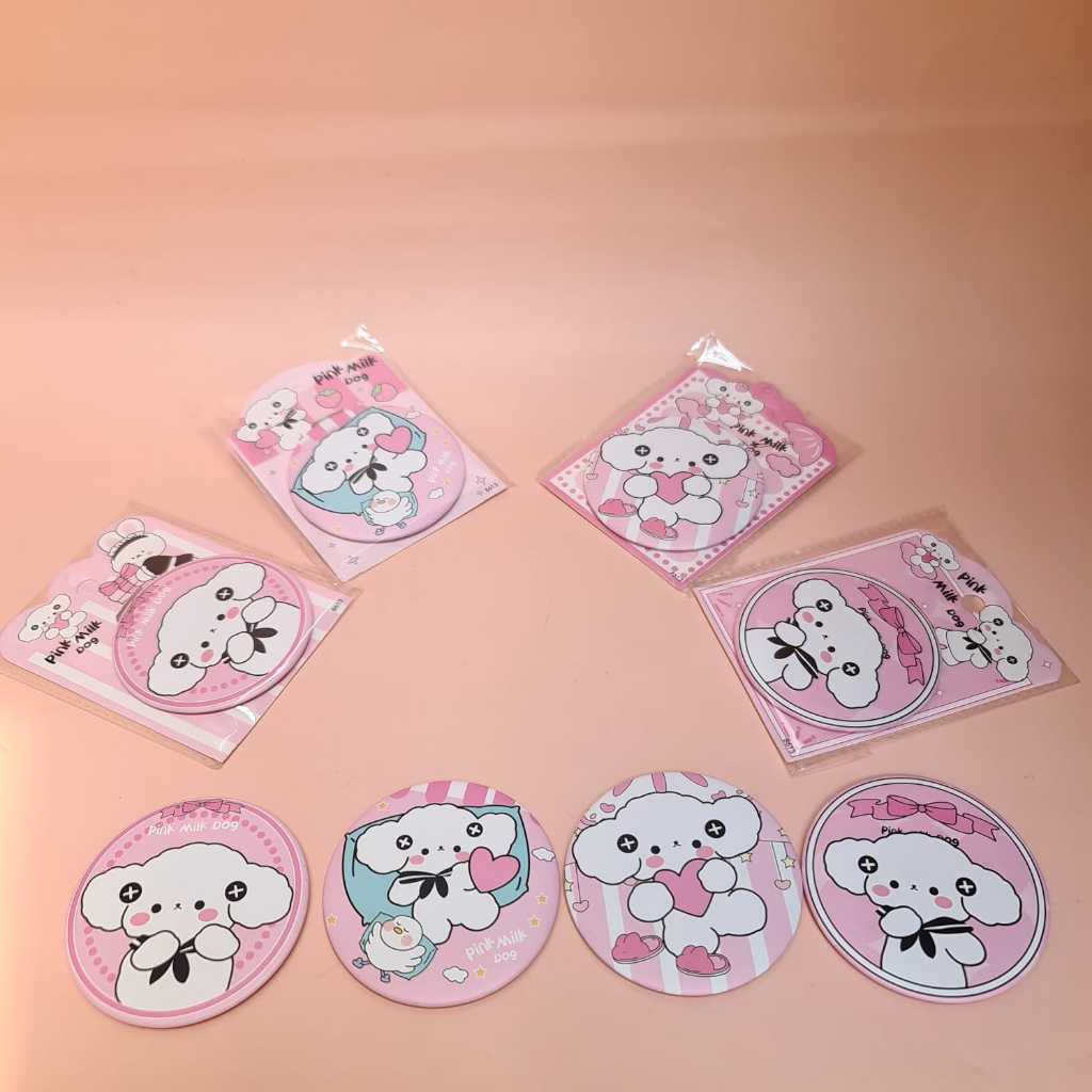 Kaca Bundar Sanrio Kuromi Chinamorol Purin Melody Hellokitty diameter 7cm / kaca bundar motif pompompurin souvenir hampers sanrio / kaca make up mini pocket karakter animal