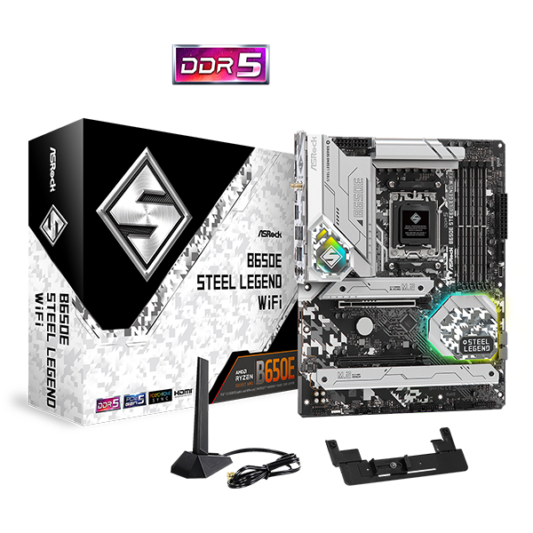 ASRock B650E Steel Legend WiFi - Motherboard ATX AMD B650E Socket AM5 DDR5 128GB