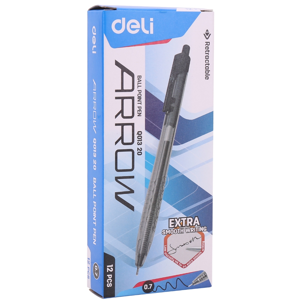 

(PERLUSIN) Deli Pulpen Ball pen Cetek 0.7mm Hitam 12pcs/box Halus Smooth EQ01320