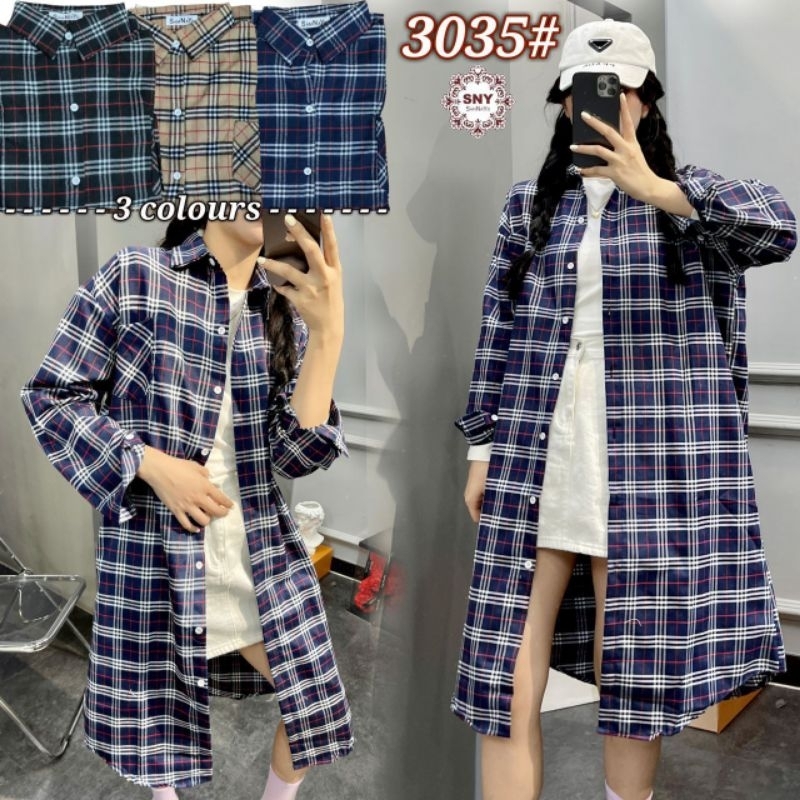 Long Tunik Flanel Import Tunik Kotak Kotak