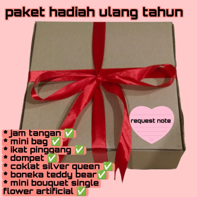 

kado hampers gift box hadiah ulangtahun cewek, perempuan komplit free request note. hadiah anniversary murah