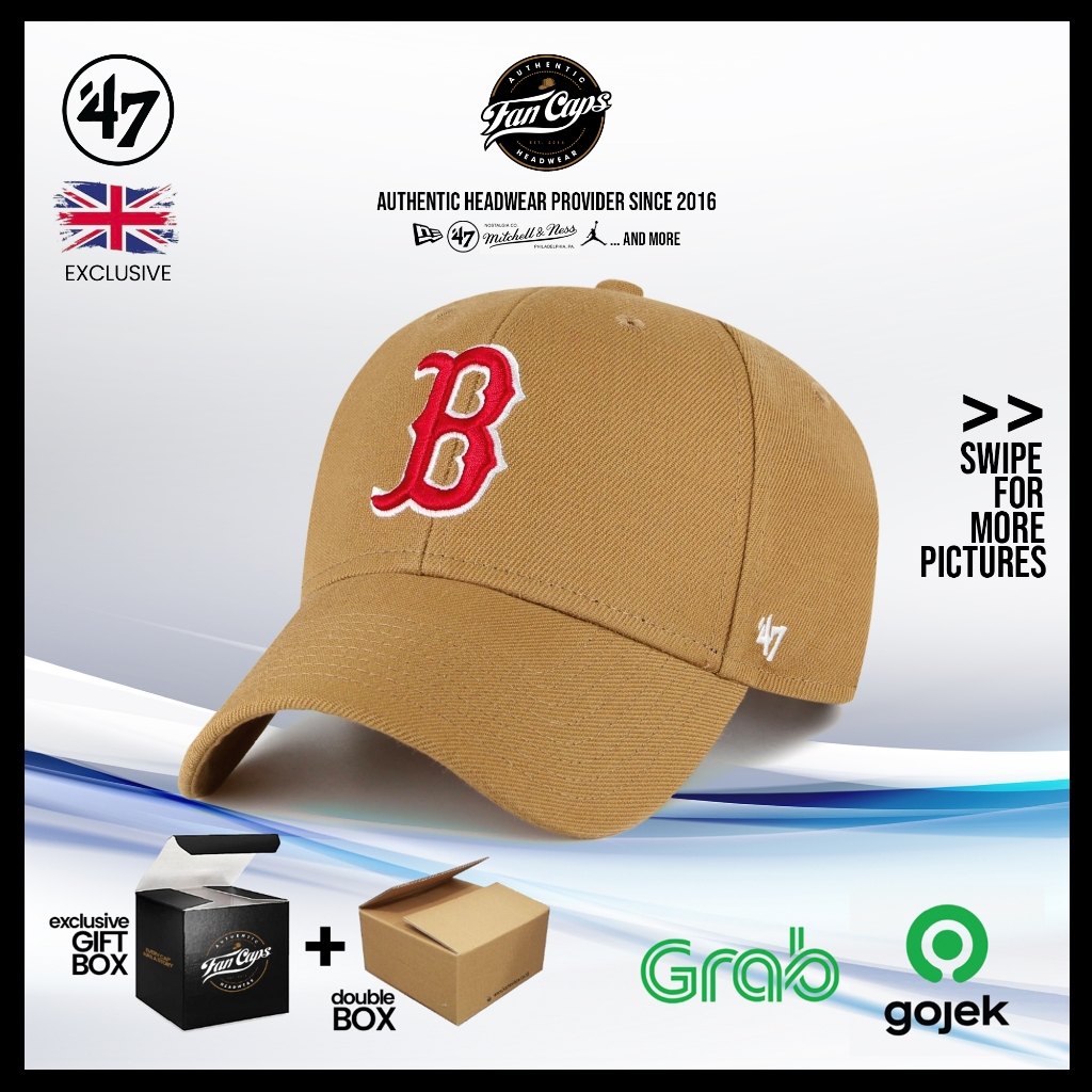 Topi 47 Original MLB Boston Red Sox MVP warna Camel Beige| FREE GIFT BOX