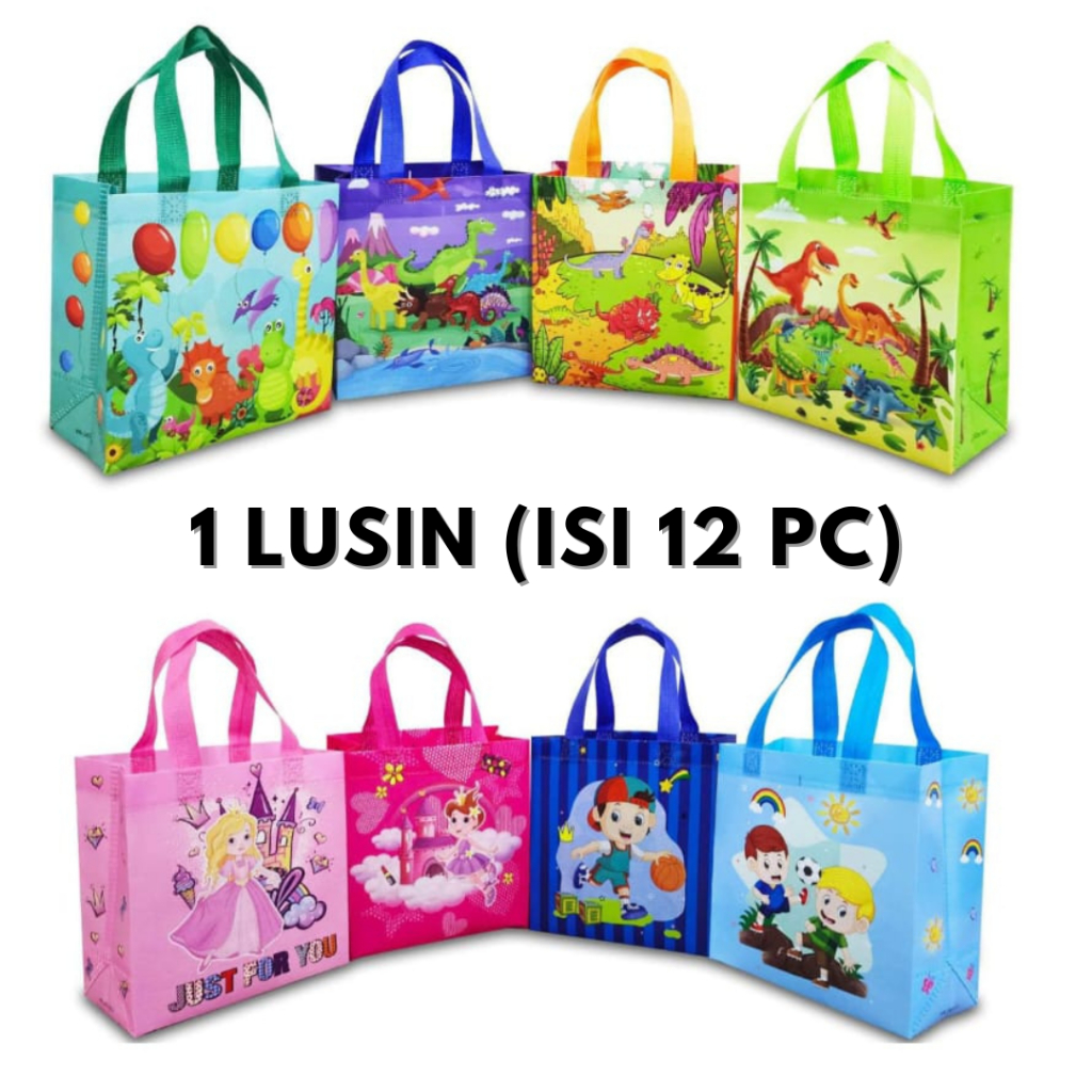 

RB 1 Lusin ( isi 12 pcs ) Tas Spunbond Laminasi 21x22x11 Lipat Samping & standing / Tas Serba Guna