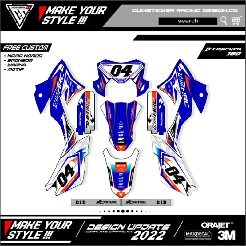 decal dtracker striping dtracker stiker dtracker full body motif putih biru